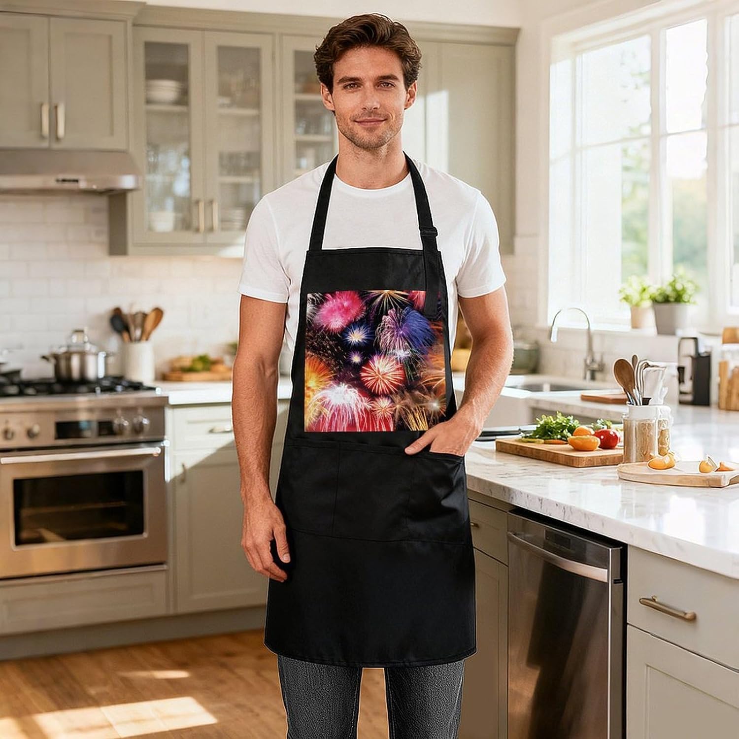 Beautiful FireworksWaterproof Kitchen Apron image 4