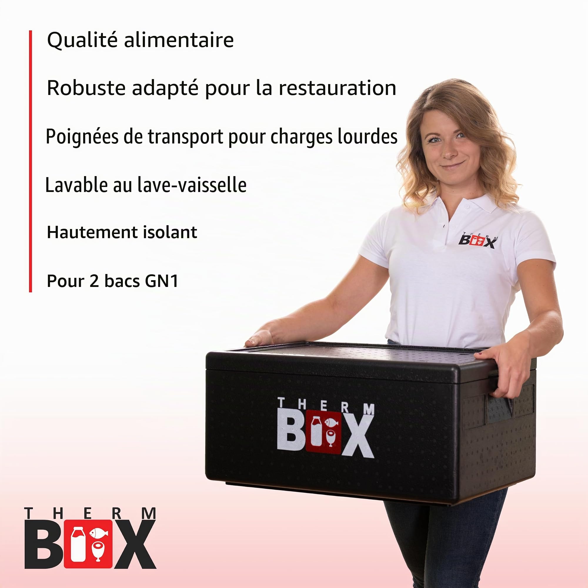 Therm Box Boîte en polystyrène Grande boîte isolée de 40 litres Thermobox Keep Warm Cooler Box Conteneur Thermique GN Intérieur : 53,9x34x21,9cm Réutilisable