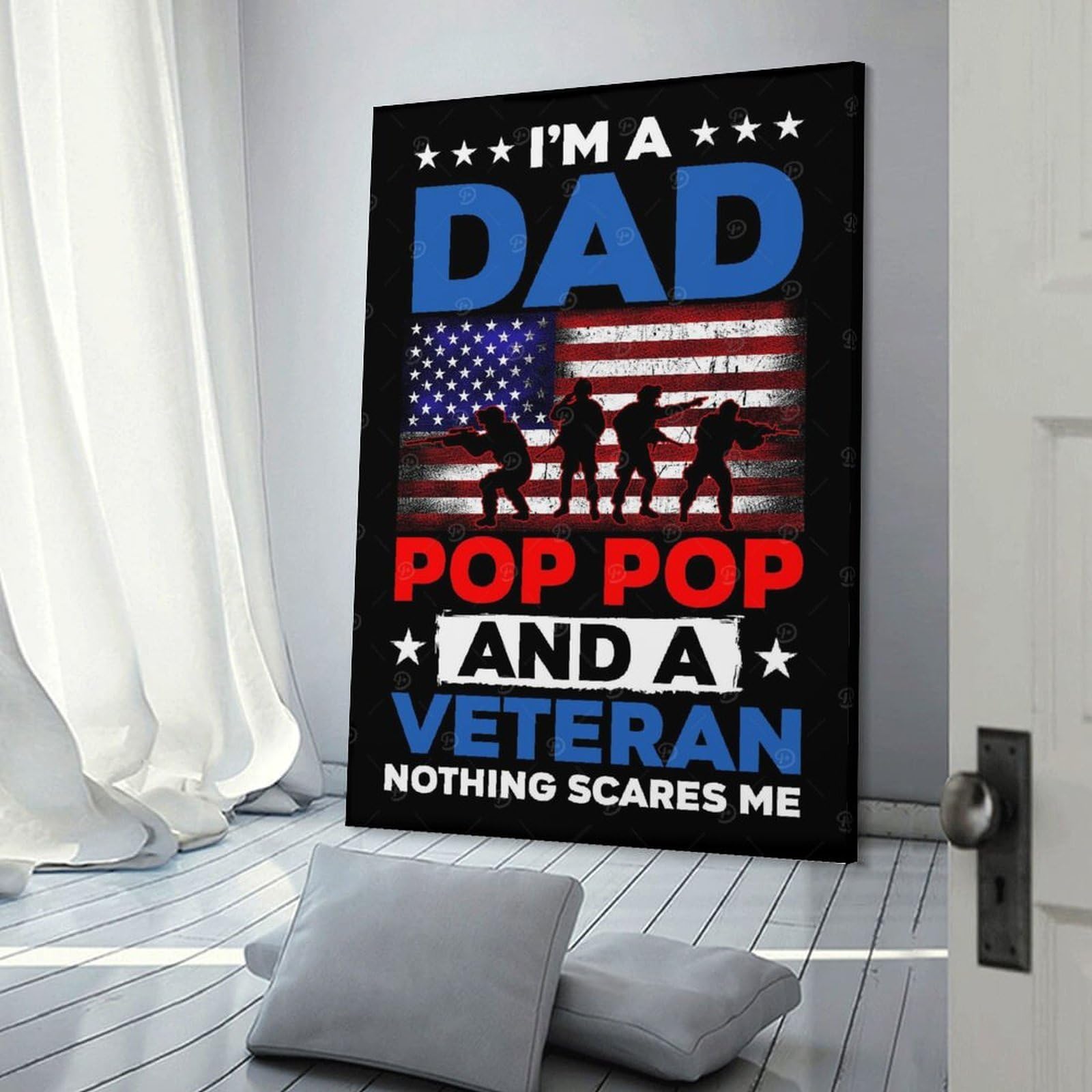 Junmoney Dad Veteran Decorative Canvas Print 24x36inch(60x90cm), for Study, Office Or Focused Interiors, Wall Art That Adds Style to Work Areas