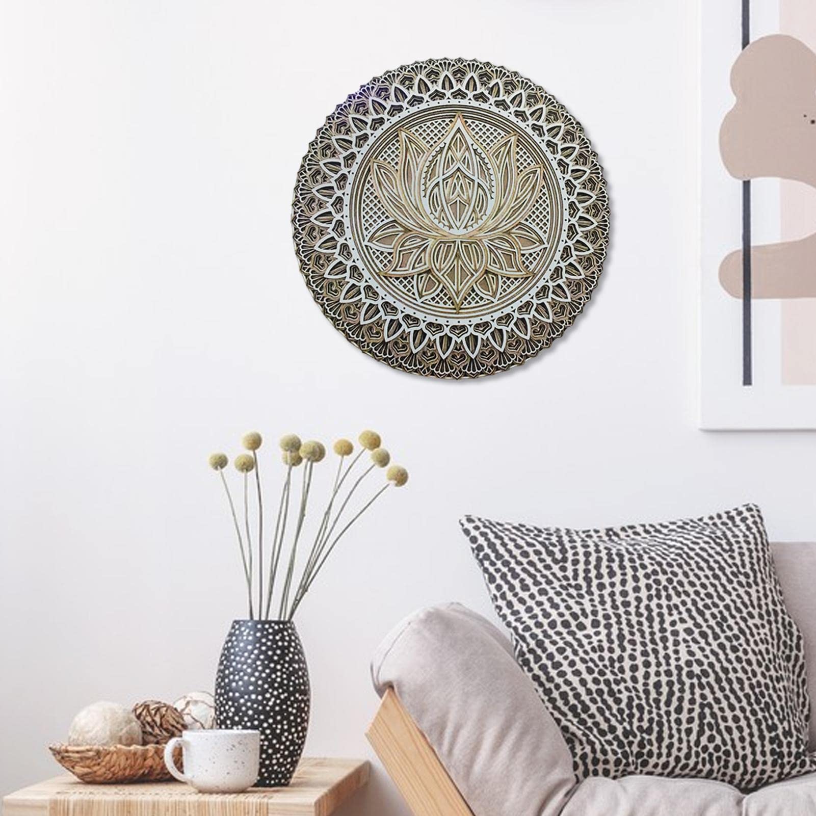 Grand Mandala Naturel à Suspendre Décoration Murale - Style Bohème, 100% Polyester, Neuf