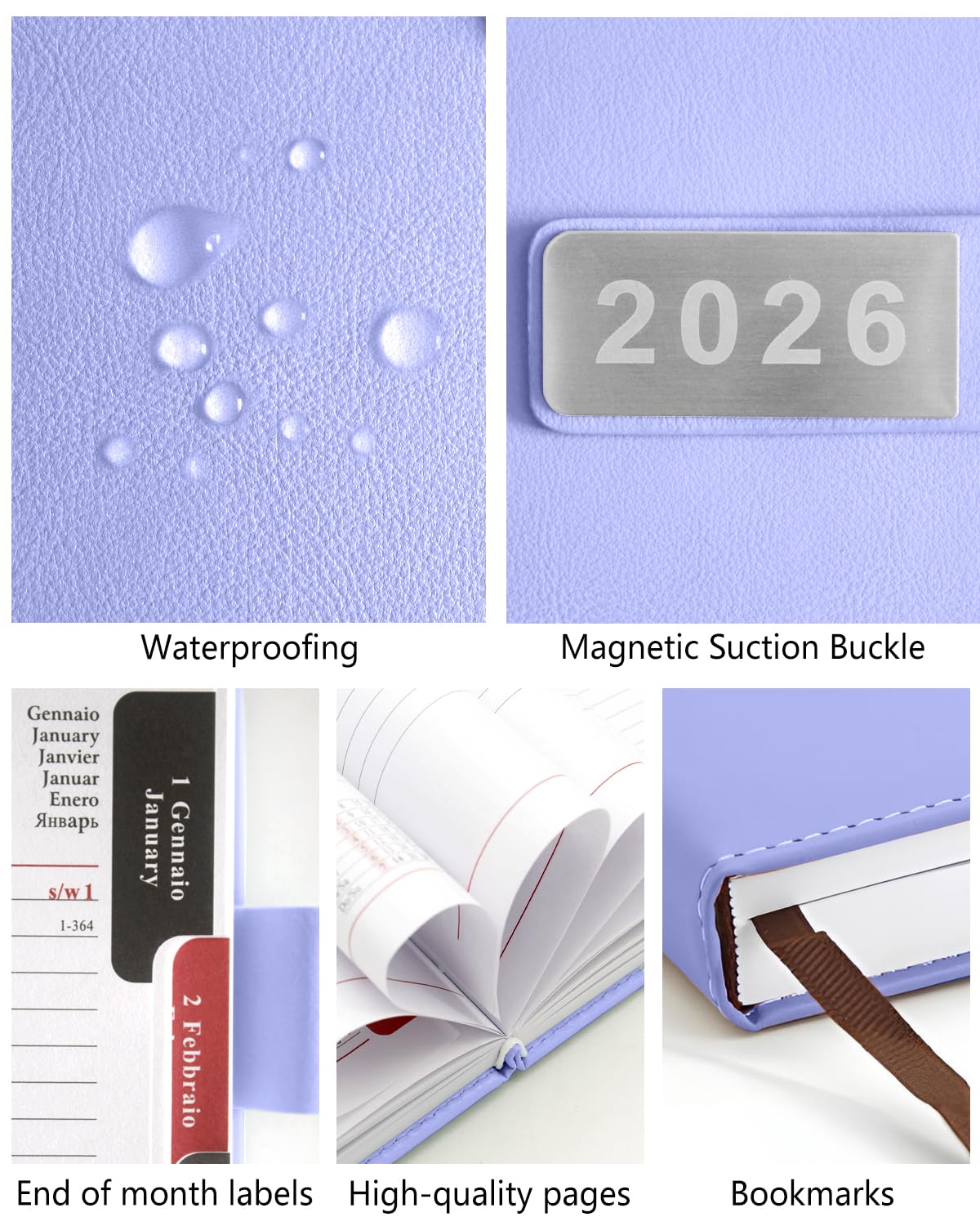 400 Pagine HW CASA Agenda 2026 Giornaliera A5,Festività (DE/IT/ES/EN/FR), Passante e Portapenna | Festività (DE/IT/ES/EN/FR), Riepiloghi Mensili | Gennaio-Dicembre