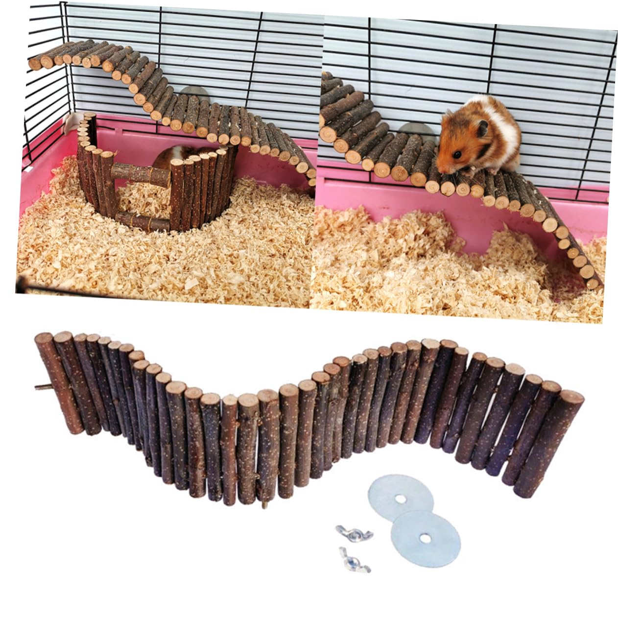 INOOMP 2stücke Kletterleiter Aus Holz Für Kleintiere Hängende Brücke Und Spielzeug Für Hamster Mäuse Und Andere Nager Zum Spielen Und Kauen