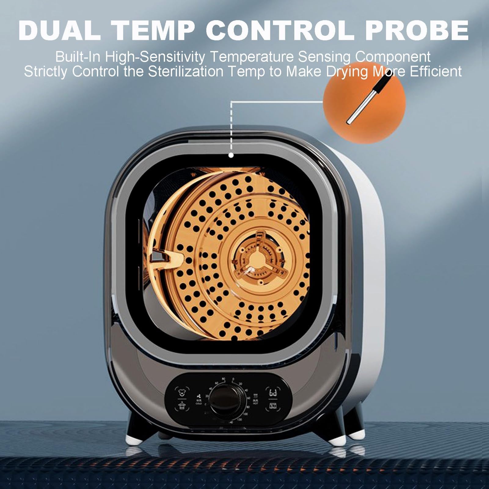 Secadora De Ropa De CondensacióN EléCtrica PortáTil,Con Sonda De Control Temperatura Dual, PequeñA Secadora CondensacióN Con Capacidad Carga 0,8 Kg, Tina Acero Inoxidable, Para Casas(A)