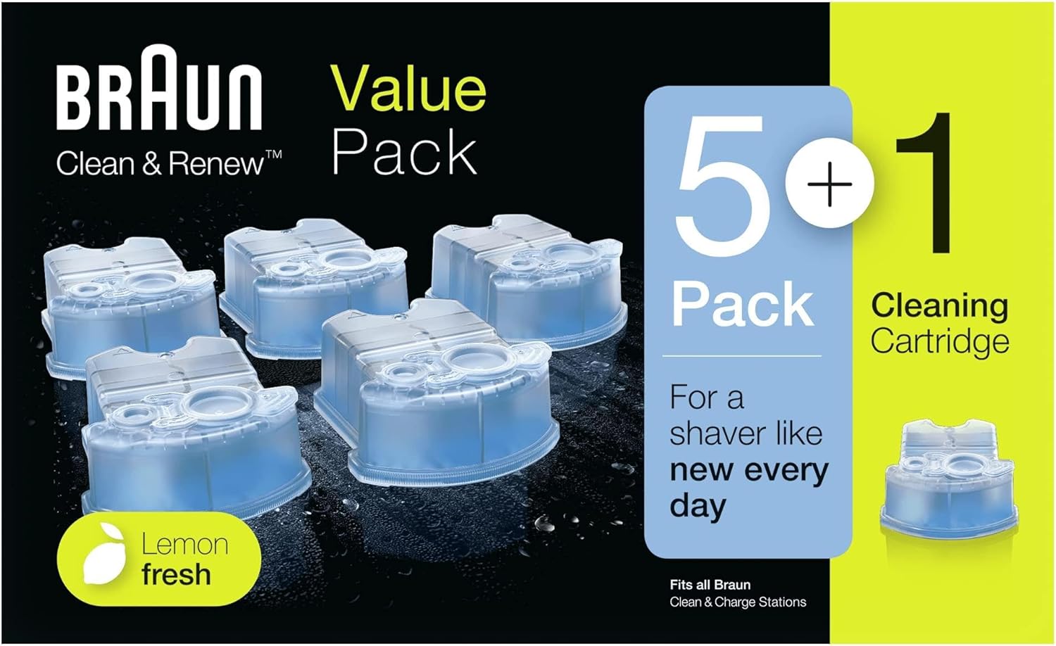 Braun Clean and Renew Refiller för Elektrisk Rakapparat, 5+1pack