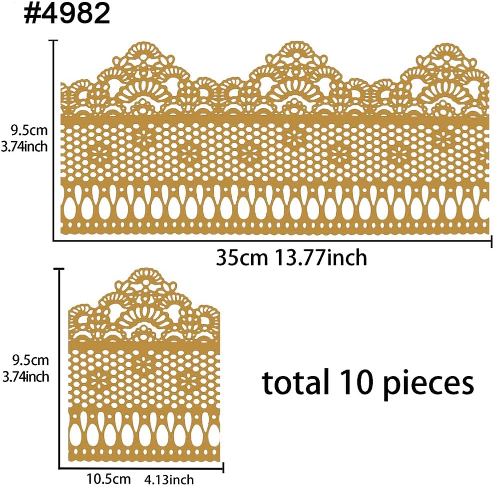 Funshowcase Ready to Use Edible Cake Lace Lattice with Small Daisy Golden 14-inch 10-piece Set