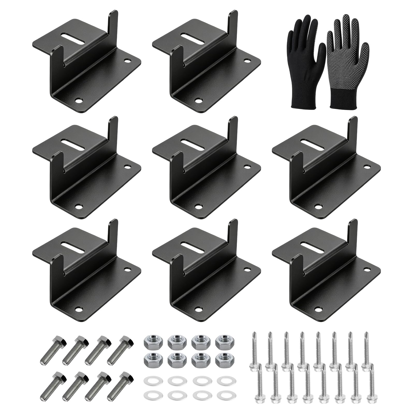 LEKEFETO Pack of 8 Solar Panel Z Holder with Nuts & Screws: Solar Panel Mounting Bracket with Gloves, Solar Panel Z Bracket for Boat, Motorhome, Caravan and Roof Installation