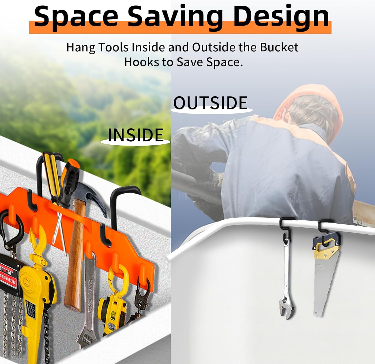 Lineman Tool Board, Line Work Tools Organizer, including 2PCS 3" and 2 PCS 4" Aerial Bucket Hooks, Truck Hook Bucket Organizer, for Trucks Tool and Lineman.