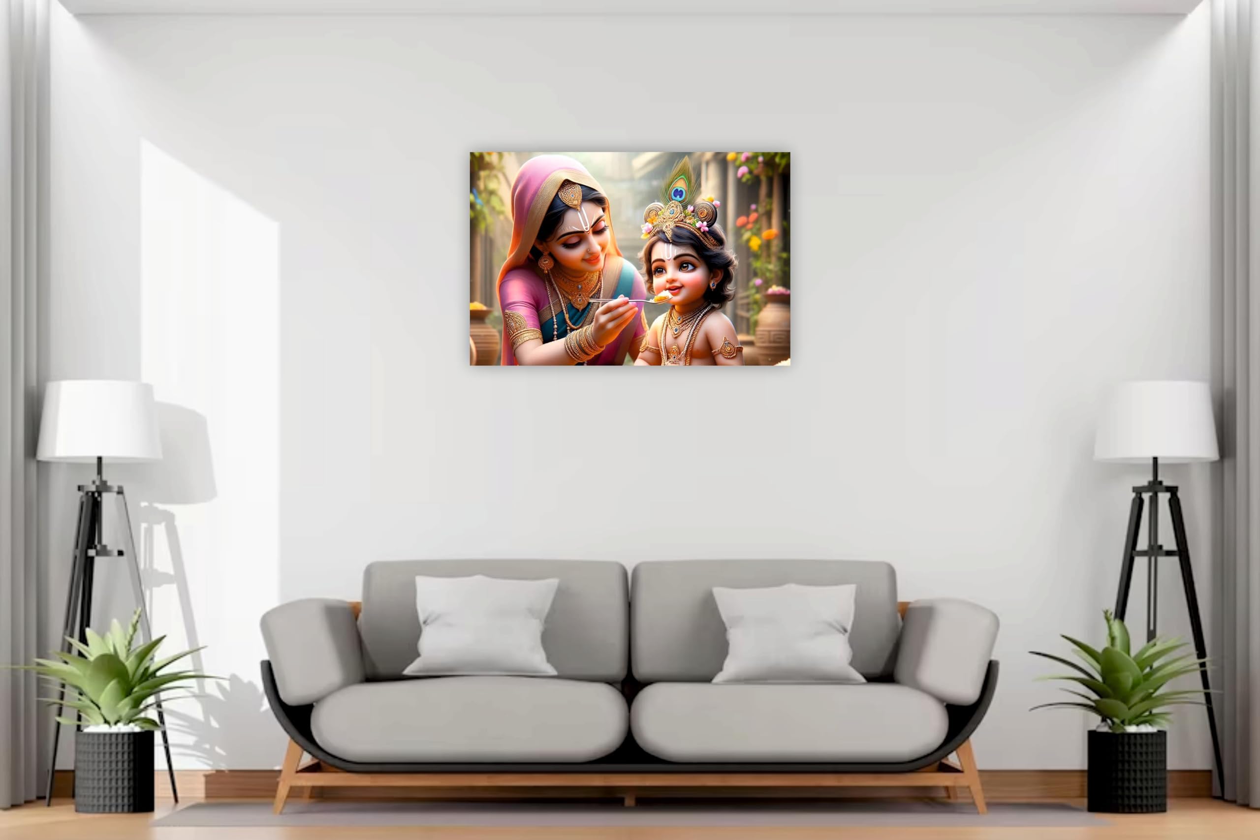 Paper Graphic Word Yashoda Maiya Krishna Animated Hd Poster For Living Room, Bedroom, Office Bal Krishna Printed 300 Gsm Unframed Wall Poster (Multicolour, 12 X18 Inch)