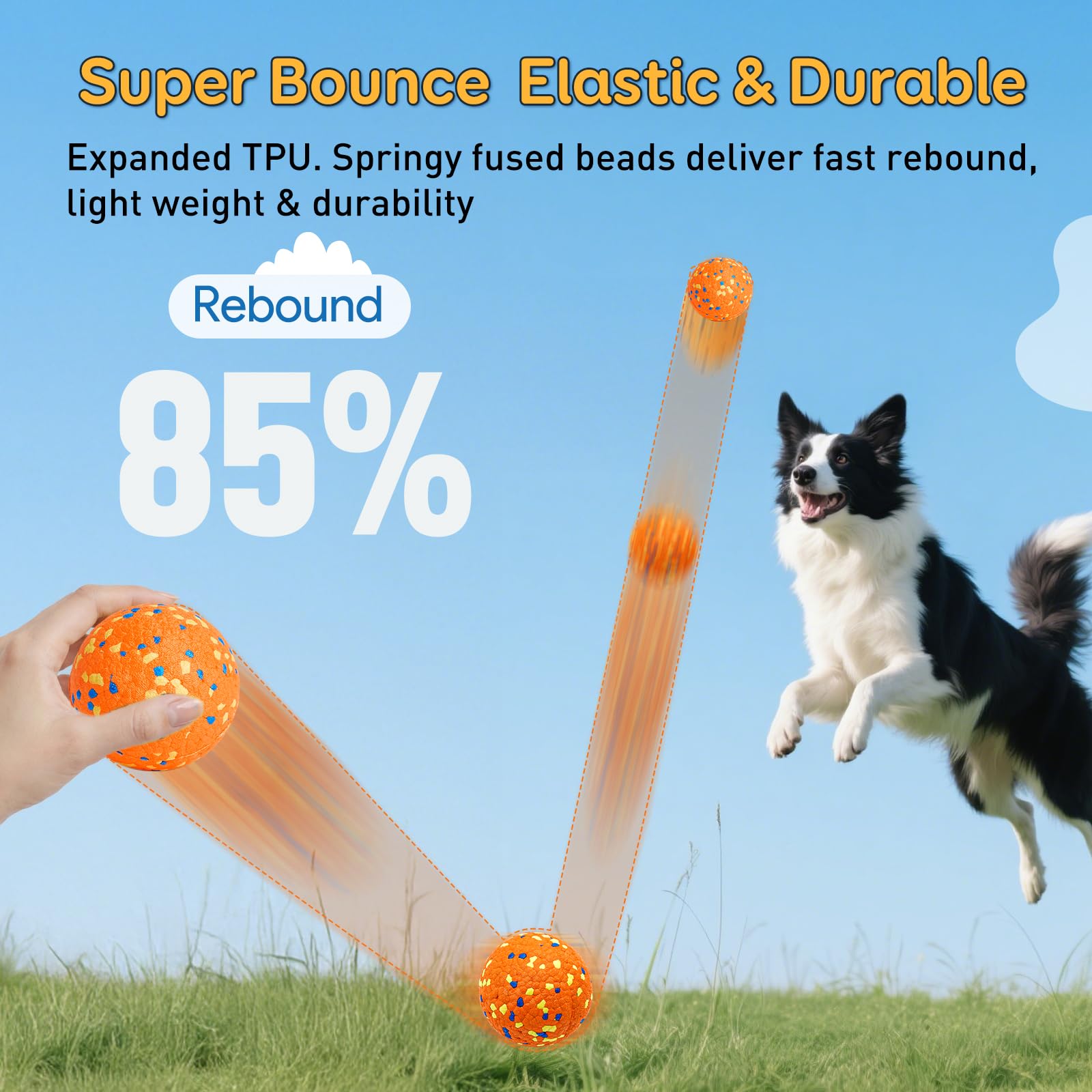 Kimee Lot de 3 balles de tennis pour chiens agressifs, balles rebondissantes à mâcher, jouets à mâcher pour chiots de petite, moyenne et grande taille, 8,9 cm
