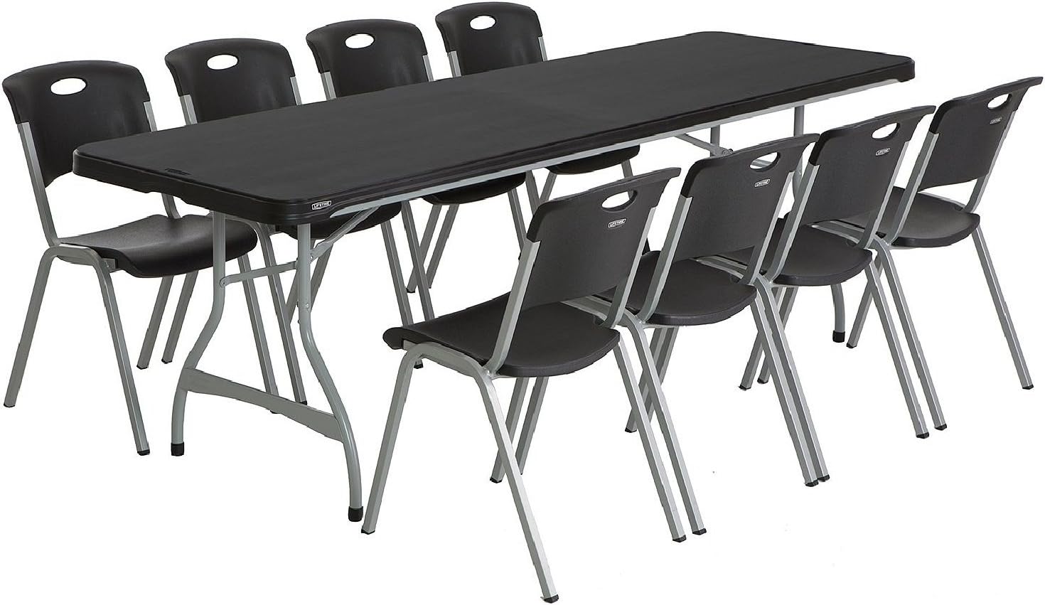 LIFETIME 480462 Commercial Rectangular Folding Table (4 Pack), 8', Black