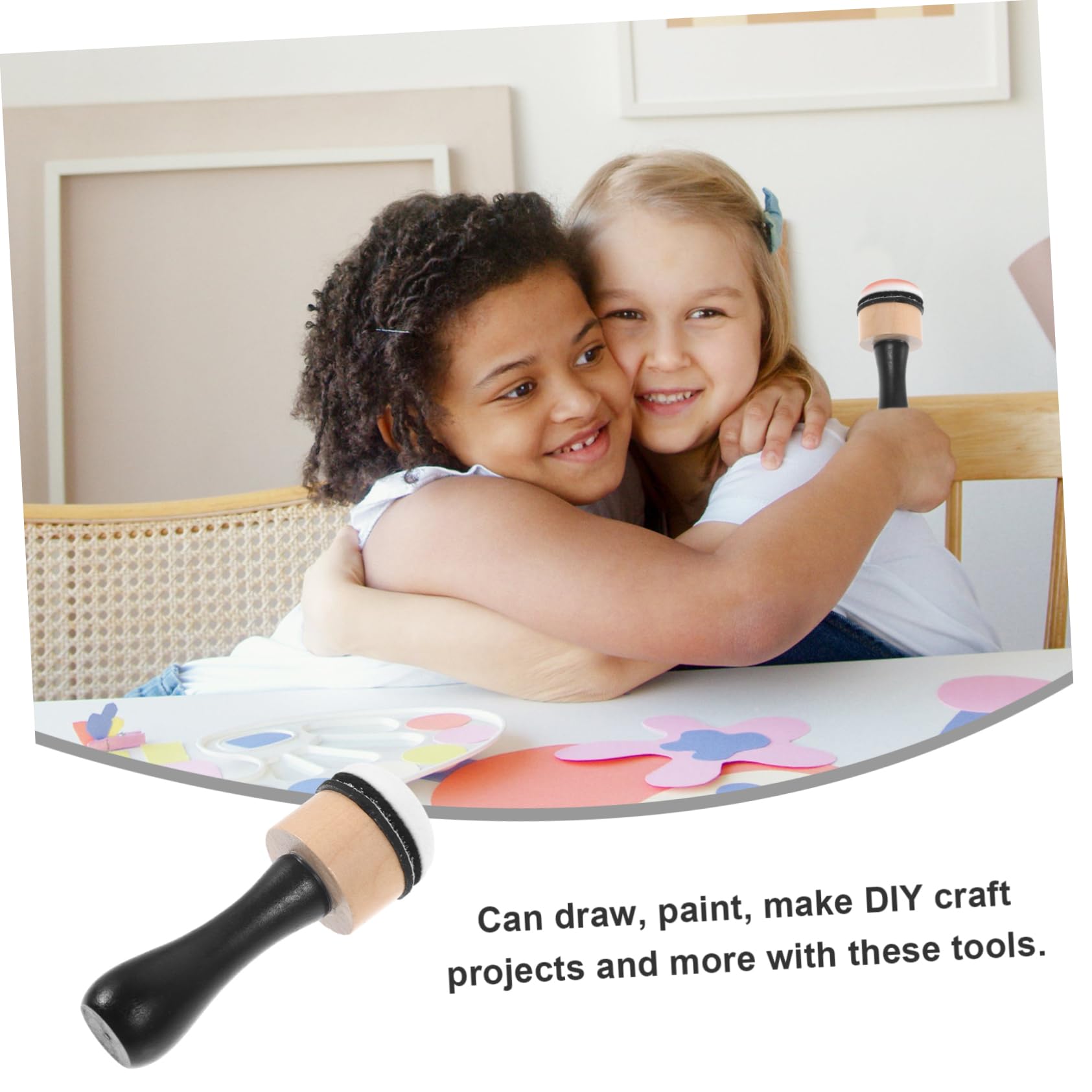 DOITOOL 5 Ensembles Set Éponge à Peindre Forme de Tampon pour Outils de Peinture de Dessin pour Créativité pour Projets DIY Éducation Précoce Manche Éponges