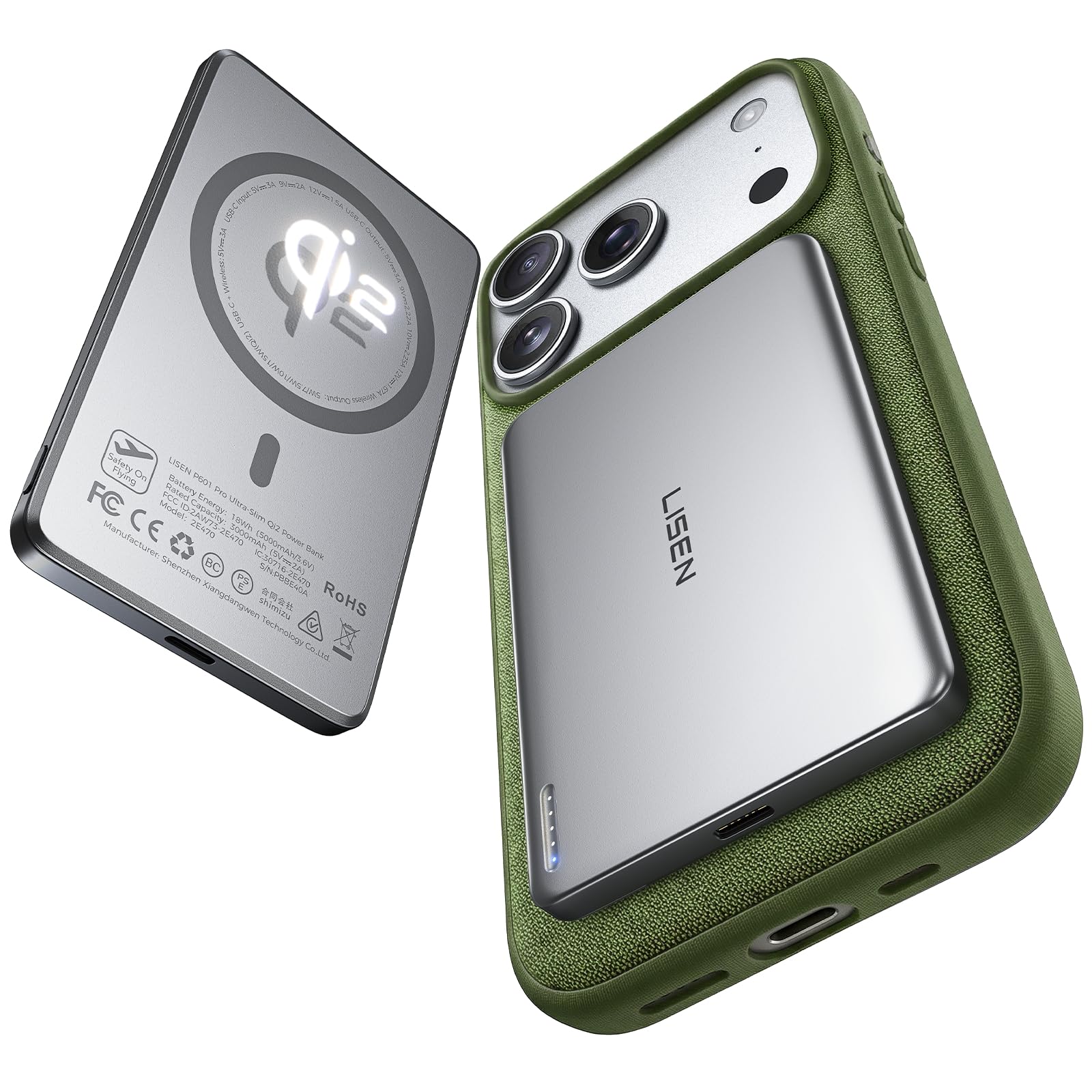 Qi2 15W Ultra Slim MagSafe Battery Pack,5000mAh Fast Charging MagSafe Power Bank Slim Wireless,Slim Magnetic Portable Charger,Magnetic Power Bank for iPhone Air/17/16/15-12 Series,Gifts for Men