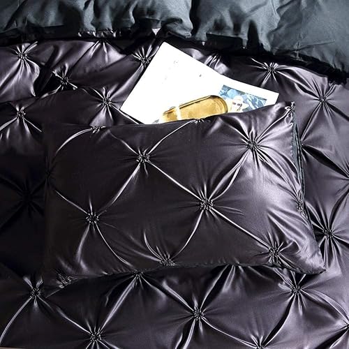 Vista 110 de Feelyou Juego de ropa de cama de satén similar a la seda, tamaño Queen, juego de funda de edredón sedosa rosa de lujo, funda de edredón suave, Multi