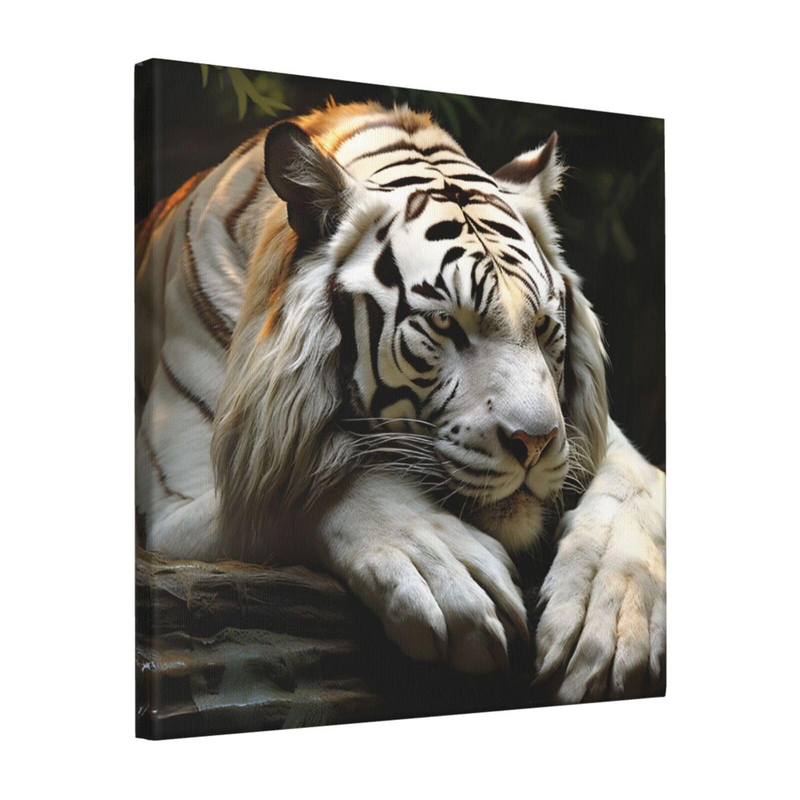 FodPand Lying Tiger Canvas Wall Art for Living Room Wall Decor 16"x16" Modern Artwork Painting Pictures Hanging Canvas Prints Aesthetic Wall Art for Bedroom Bathroom Office Wallart Decor