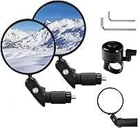 YISUGOOC 2-Pack HD Convex Bike Handlebar Mirrors with Bell - 360° Adjustable for Mountain Road Bikes Motorcycles