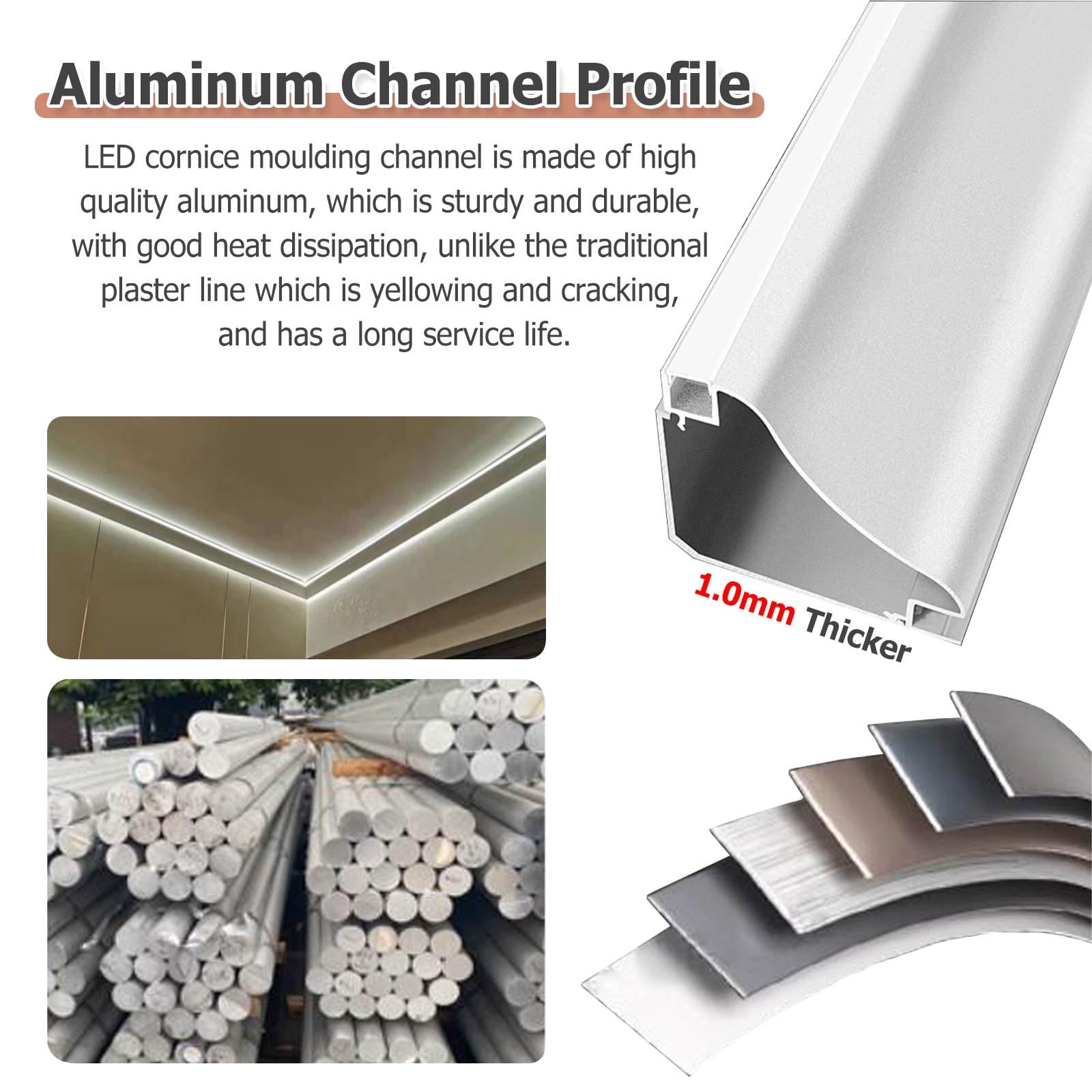 Aluminiowy dyfuzor kanałowy LED z zakrzywioną mleczną osłoną do szafki i schodów, łatwy montaż