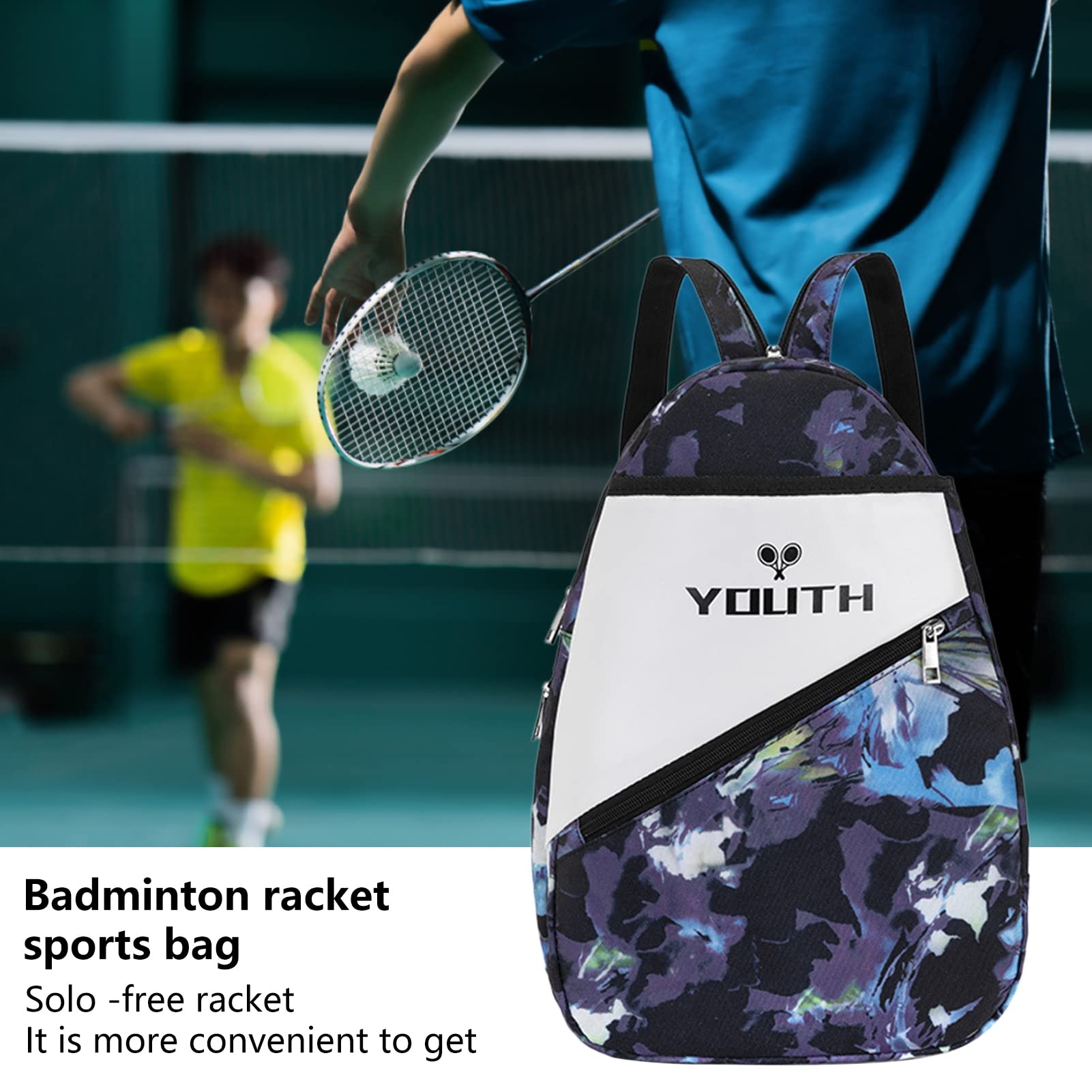 Luojuny Sac de badminton avec compartiment à chaussures, grand sac à dos de tennis imperméable Oxford avec porte-gobelet, sac de raquette de tennis pour enfants et jeunes violet