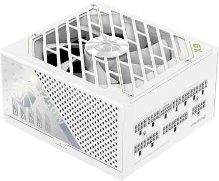 GAMEMAX 1250W 80+ Gold Fully Modular White Power Supply, ATX 3.1 Version with LLC+DCDC Circuit, FullRange 110240V, Ultra Silent 135mm HDB Fan, 105C Mainstream Japanese Capacitors GX PRO 1250G WH