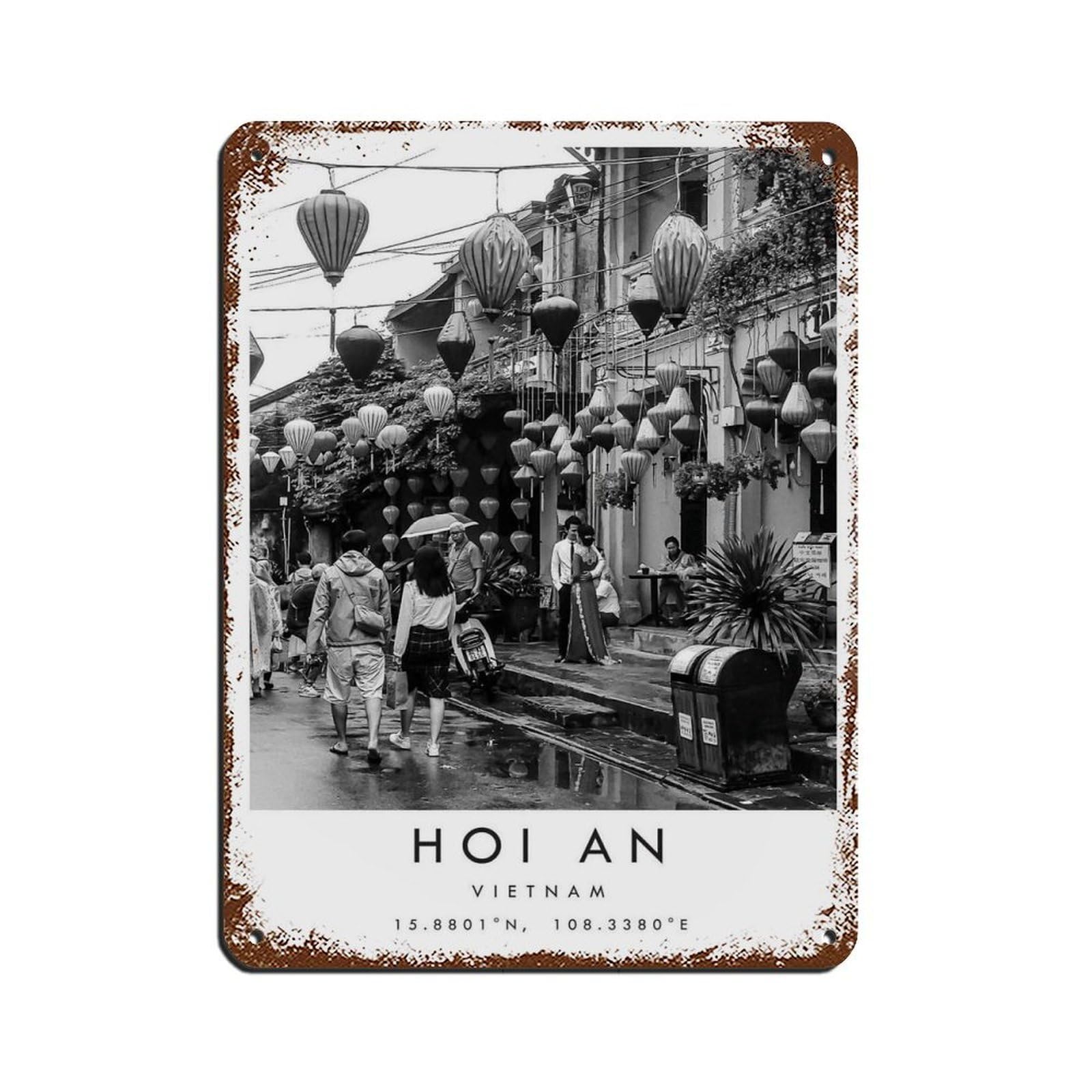 Hoi An Travel, Black And White Travel (3) Retro Poster Metal Tin Sign Chic Art Retro Iron Painting Bar People Cave Cafe Family Garage Poster Wall Decoration 12x16inch(30x40cm)
