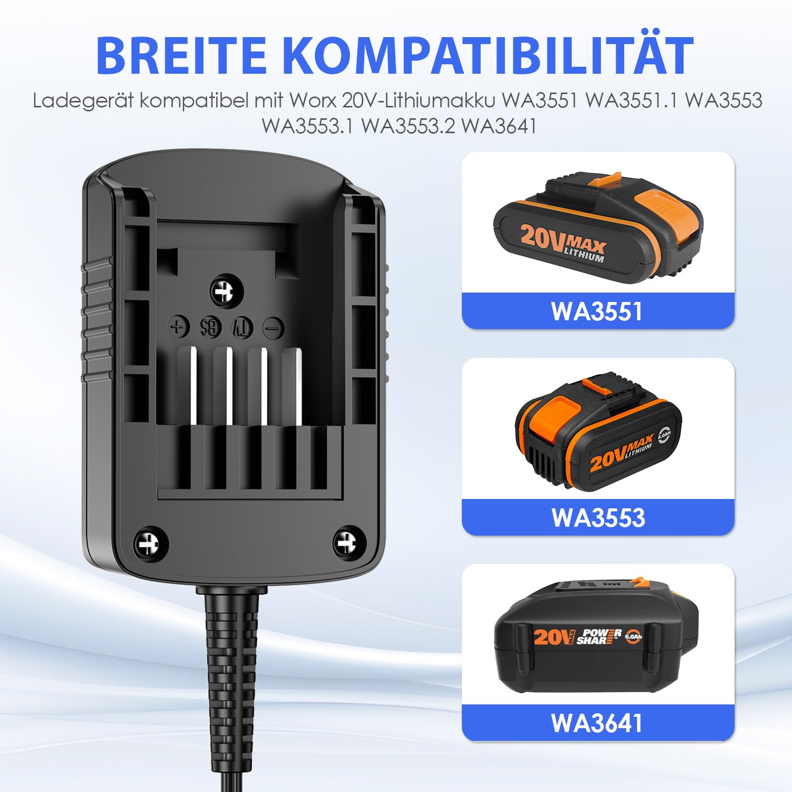 Caricabatterie WORX WA3760 18V - Compatibile Con Batterie PowerShare Caricabatterie WORX WA3760 18V - Compatibile Con Batterie PowerShare