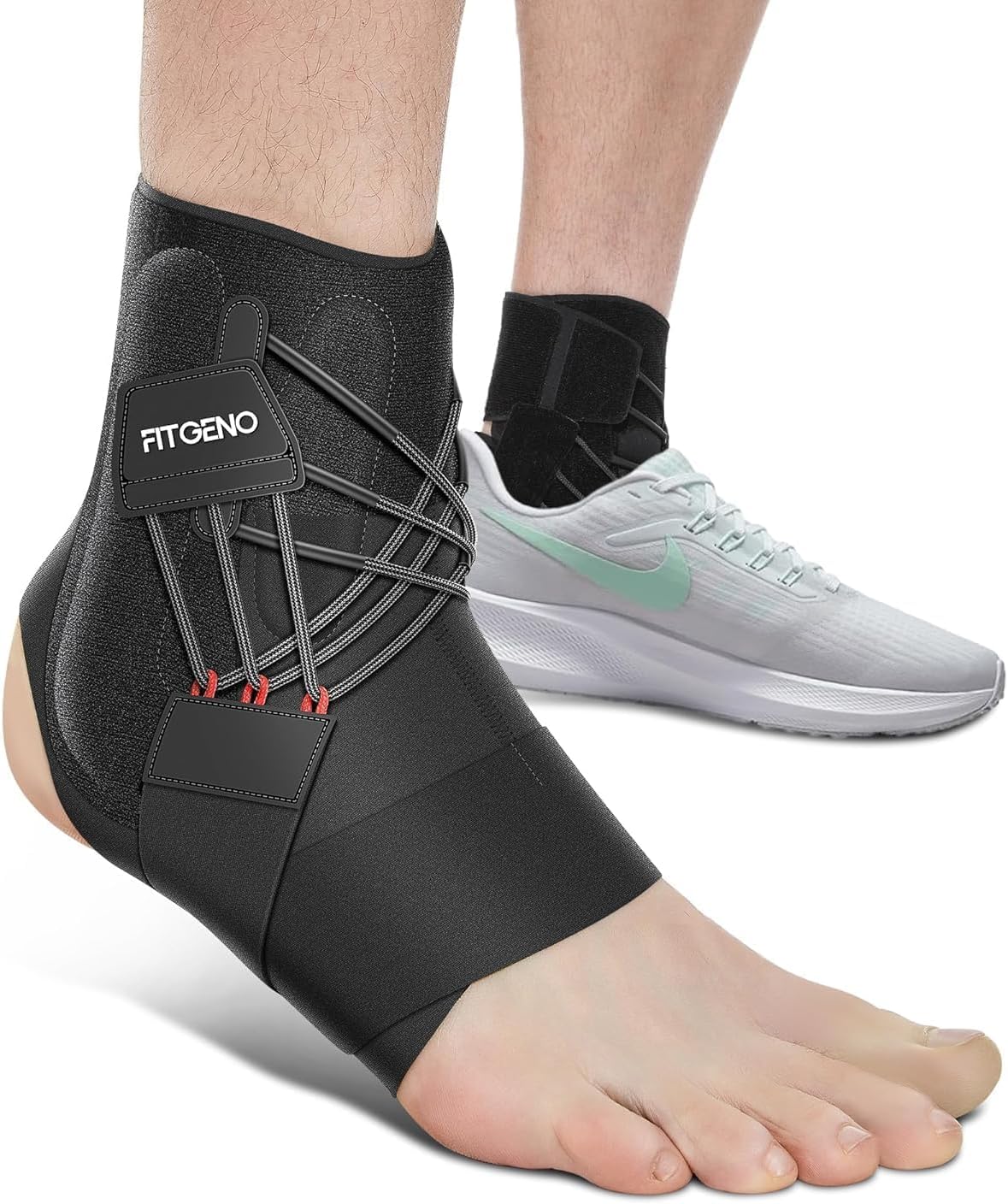 Ankle Brace for Sprained Ankles - Adjustable Breathable Support with Quick-Release Straps for Pain Relief and Swelling Reduction for Men and Women (Right XL/XXL, Ankle size 10.2''-11'')