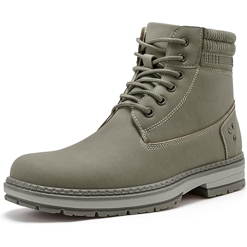 Athlefit Casual Men's Hiking Boots Fashion Lace up Combat Boots Low Heel Comfortable Ankle Booties