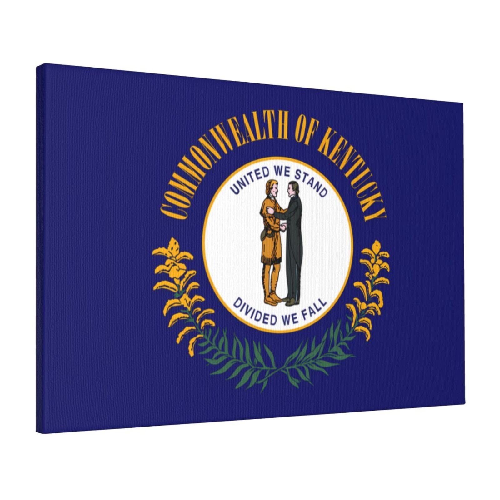 CNTDBU Kentucky State Flag Canvas Wall Art 16x24 Inch-Large Modern Painting Print for Living Room, Framed Ready to Hang Artwork for Bedroom