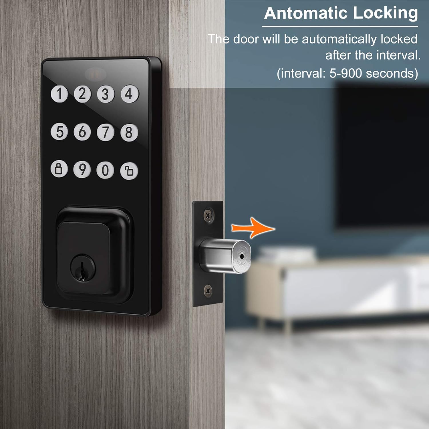 Amazon Crazy 🔥 Deals DECORITEN Electronic Keypad Deadbolt Door Lock, Contemporary Keyless Entry Door Locks with Entry Function for Safety, Home & Office Use, Matte Black Finish