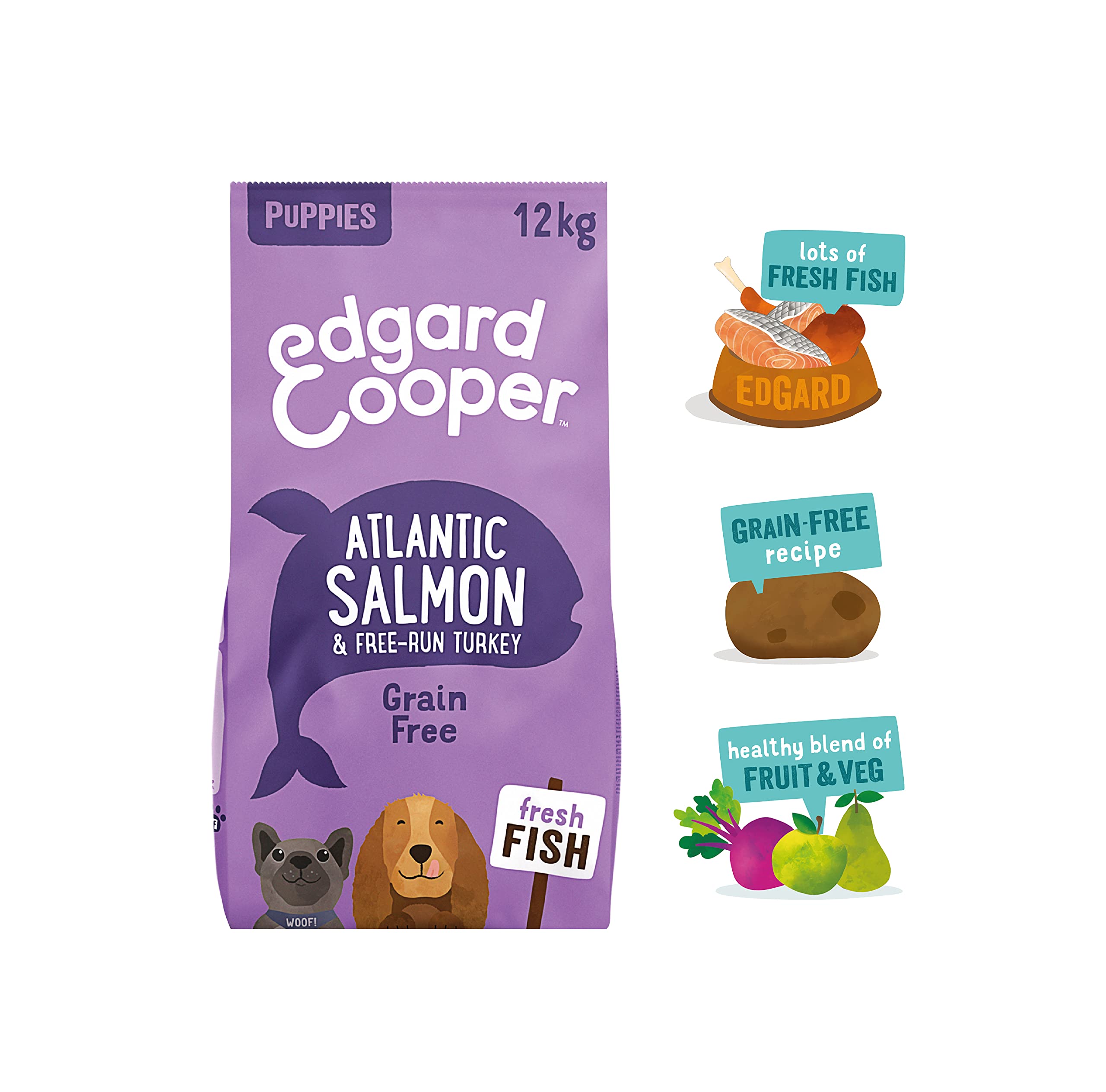 Edgard Cooper Dry Dogs, Puppies, Crispy Dog, Fresh Meat and Natural Ingredients, Grain Free, No Sugar Added