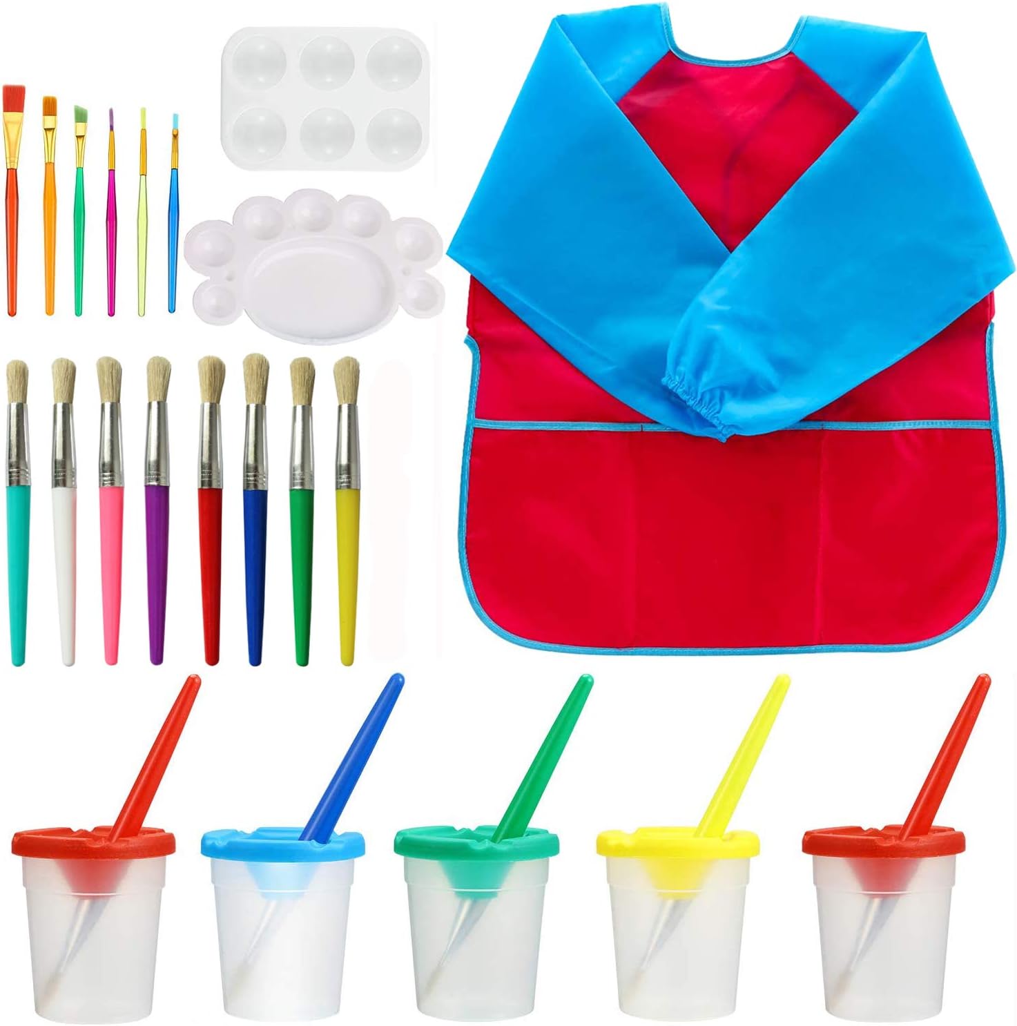 Kid's Paint Supply Art Set, No Spill Paint Cups with