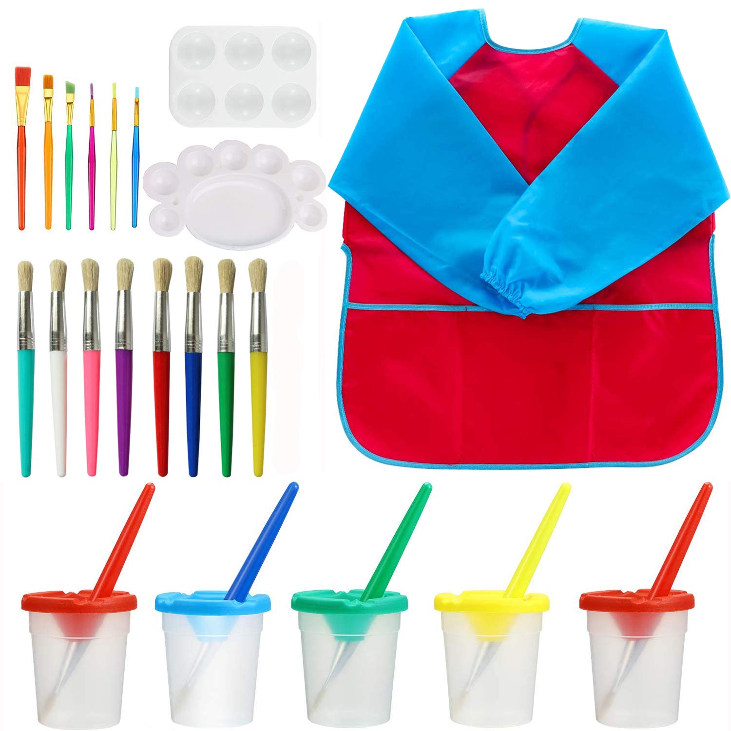 Buy Kid's Paint Supply Art Set, No Spill Paint Cups with Colored Lids
