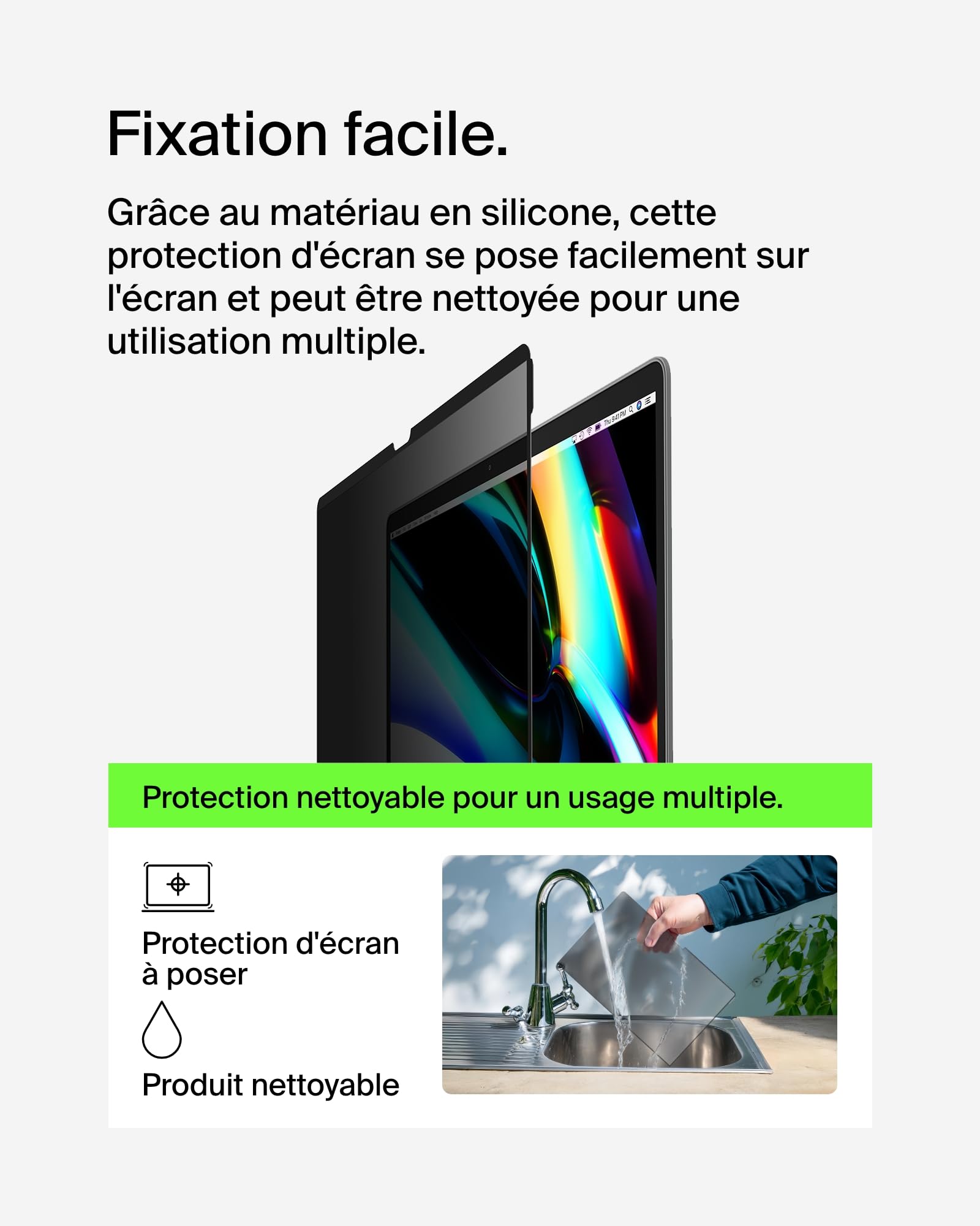 Belkin ScreenForce Protection d'écran TruePrivacy pour MacBook Air 13" M2 antireflet filtre latéral bidirectionnel indice 2H