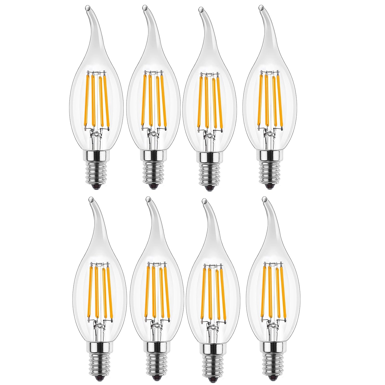 Ampoule LED Bougie E14 Blanc Chaud 2700K Non-Dimmable 2W (Équiv. 20W) Ampoule économe 220 Lumens Sans Scintillement Pour Salon Chambre Cuisine(Warm White 2700K 6W,8Pack)