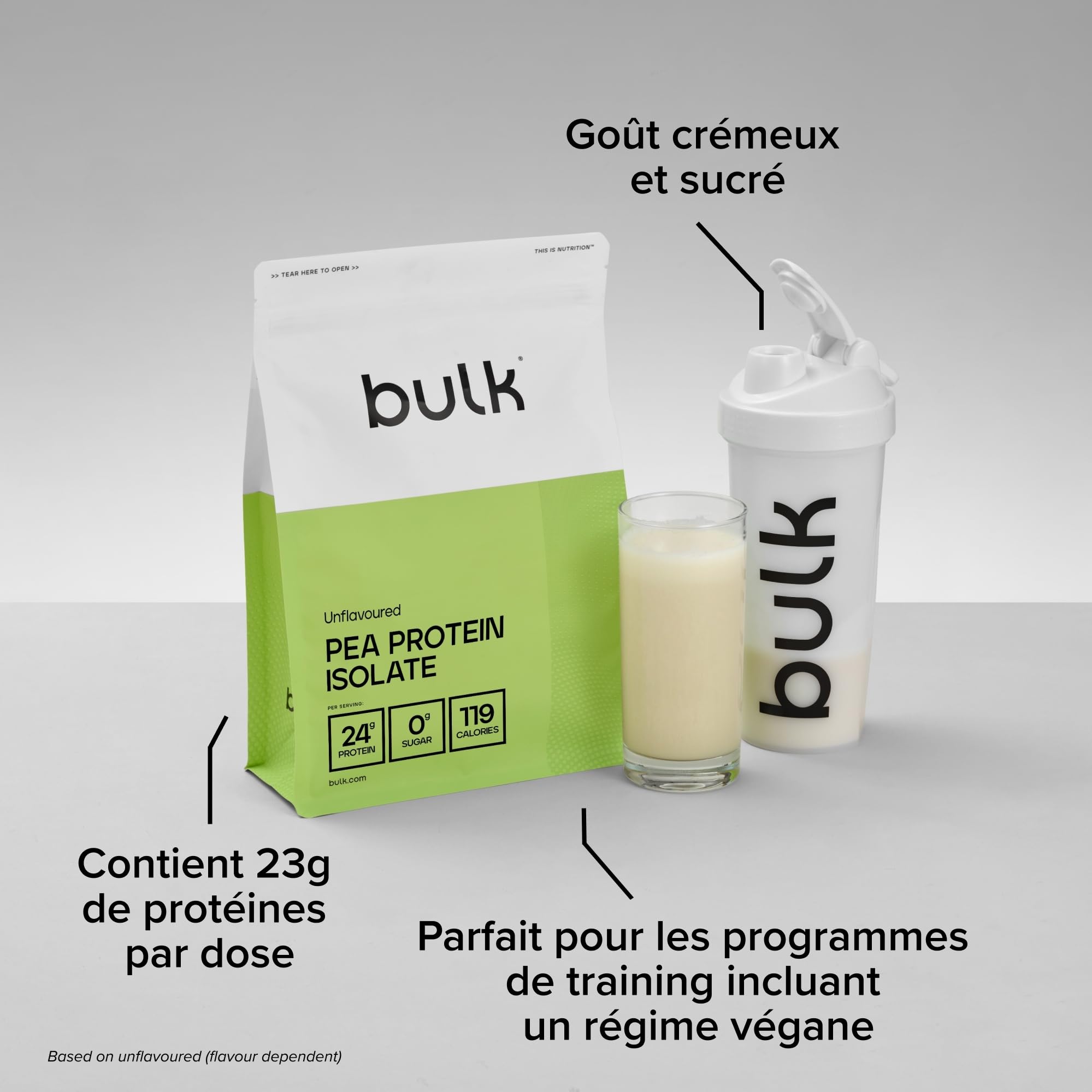 Bulk Isolat de Protéine de Pois, Protéine Vegan en Poudre, Nature, 2,5 kg