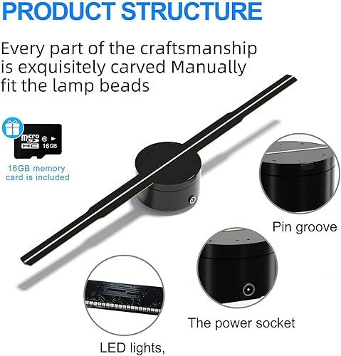 Miniatura 4 de Ventilador de holograma 3D - Ventilador holográfico con resolución de 1024 x 800PX, 244 cuentas LED HD, proyector de publicidad de video holográfico