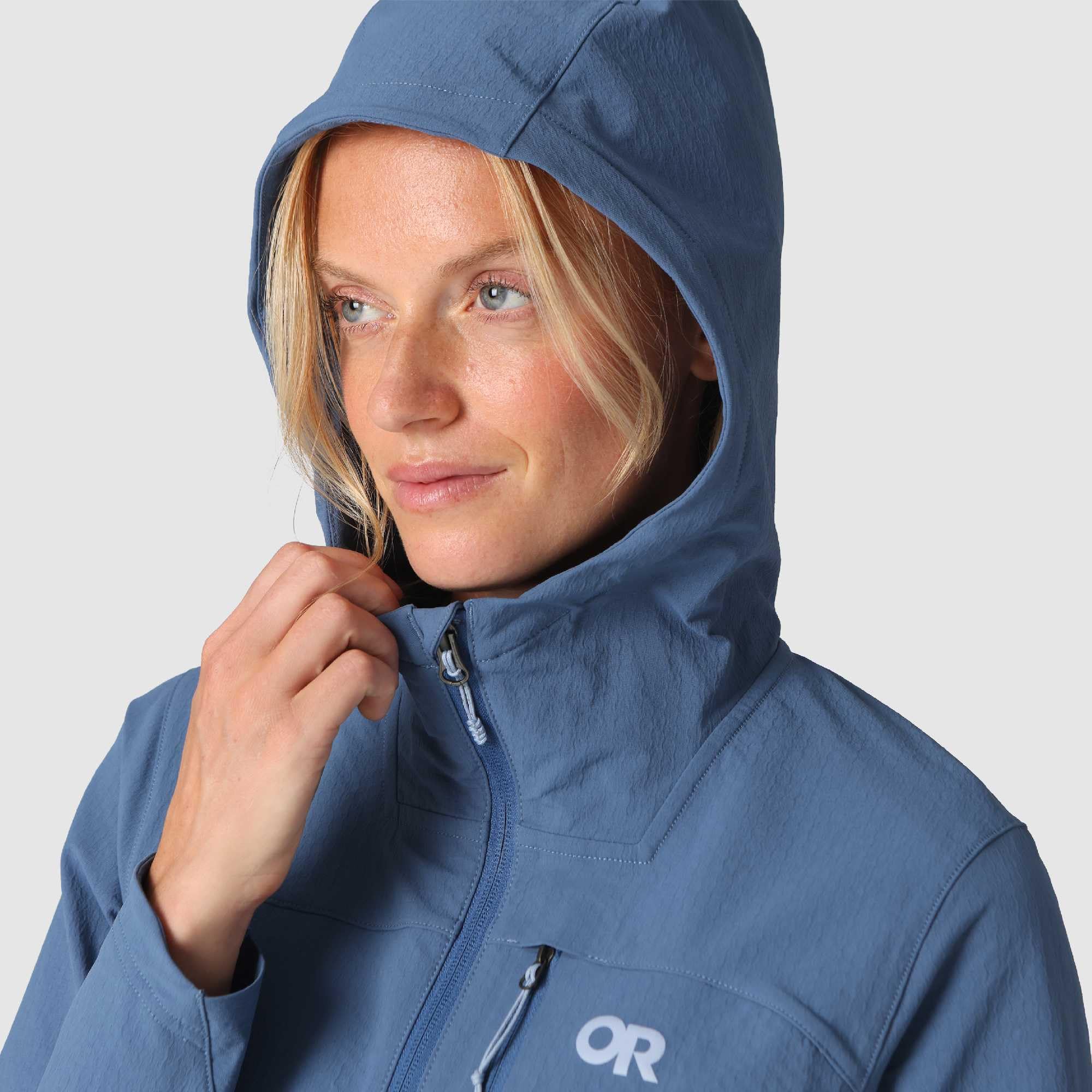 Outdoor Research Felpa con cappuccio Ultima Softshell da donna, resistente al vento, all'acqua e all'abrasione, interno spazzolato, UPF 50+, vestibilità standard