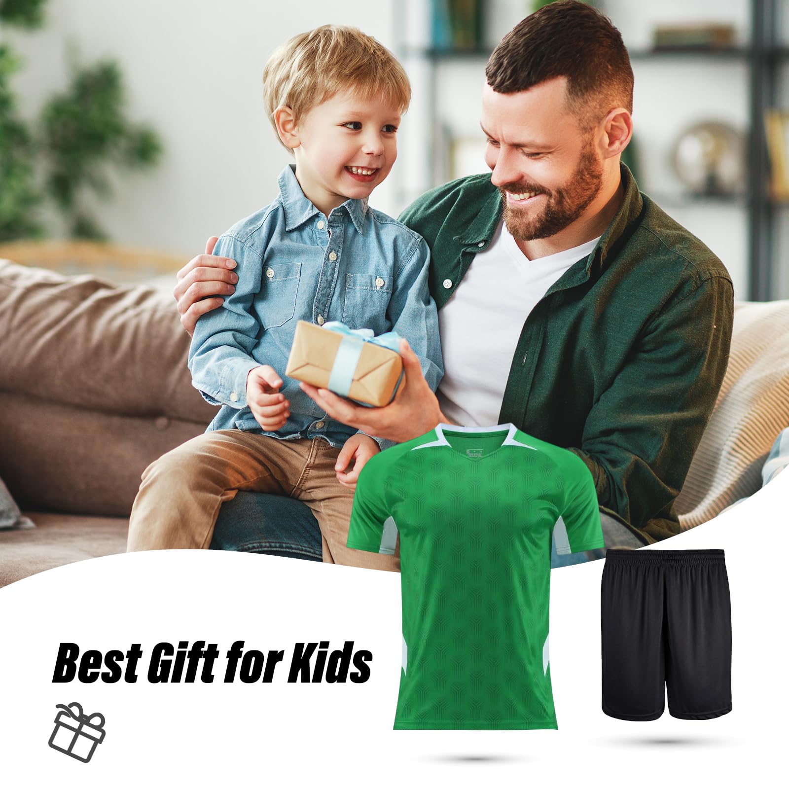 Completo Calcio Bambino, Set di Maglia e Shorts a Secco Rapido per Allenamento Scuola Gimnasio