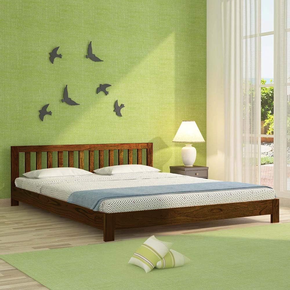 Ganpati Arts Premium Collection Matured Wood Sheesham Wood Cherish Low Bed Cot King Size (74x82x29inch) 1 Year Warranty
