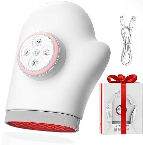 Cordless Hand Massager with Heat for Arthritis Carpal Tunnel, 5 Levels 3 Heating Modes Hand Therapy Device,Kneading Shiatsu Rolling for Pain