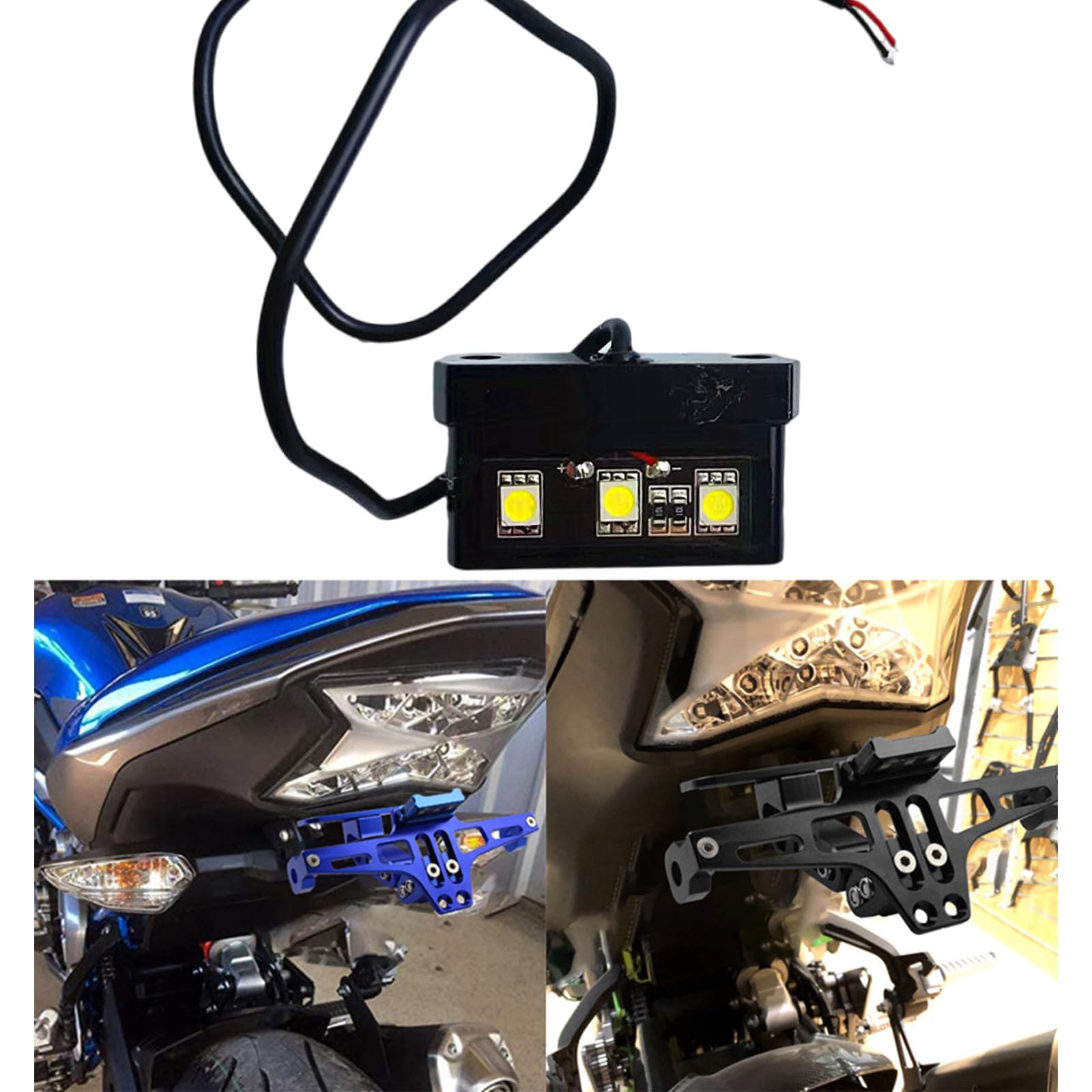 Luce targa a LED per moto, accessori per moto, luce posteriore per targa e targa