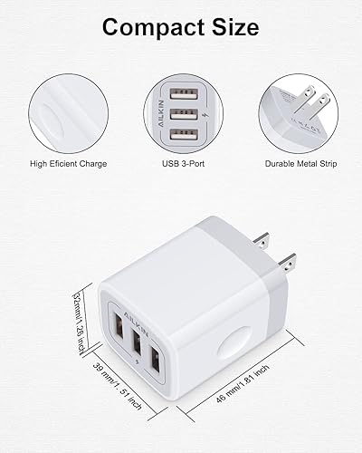 Miniatura 3 de Cargador de pared USB adaptador de cargador Ailkin de 24 amperios de doble puerto plegable cargador rápido cubo de repuesto para iPhone 11XXRXS MAS8
