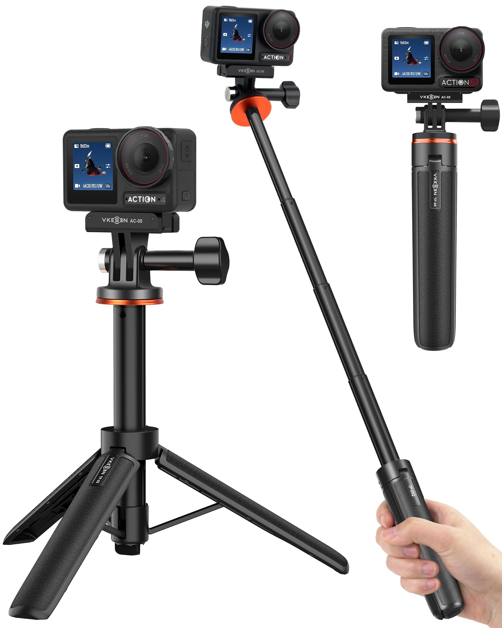 Amazon | DJI Osmo Action 5 Pro/4用 ミニ延長ロッド/三脚/自撮り棒/一 