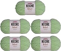 Vista 67 de Keche Hilo de terciopelo para ganchillo, manta de felpilla suave, voluminosa, hilo amigurumi, 3.53 oz (132 yardas), color menta
