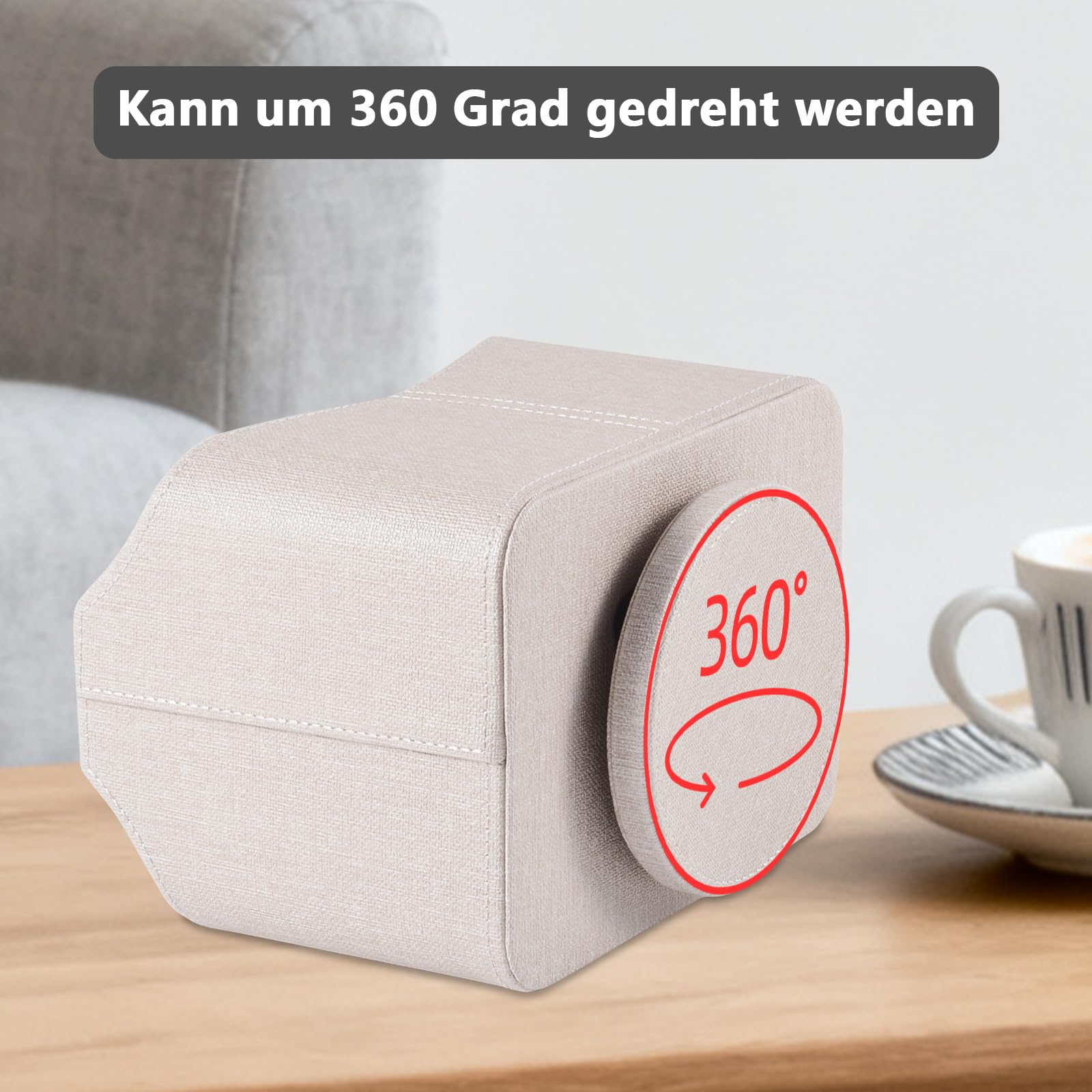 Support de Télécommande en Similicuir avec 5 Compartiments, Organiseur de Bureau Rotatif à 360 Degrés pour Stylo, Télécommande TV, Téléphone, Mini iPad, Notebook, Lunettes, Boîte de Rangement