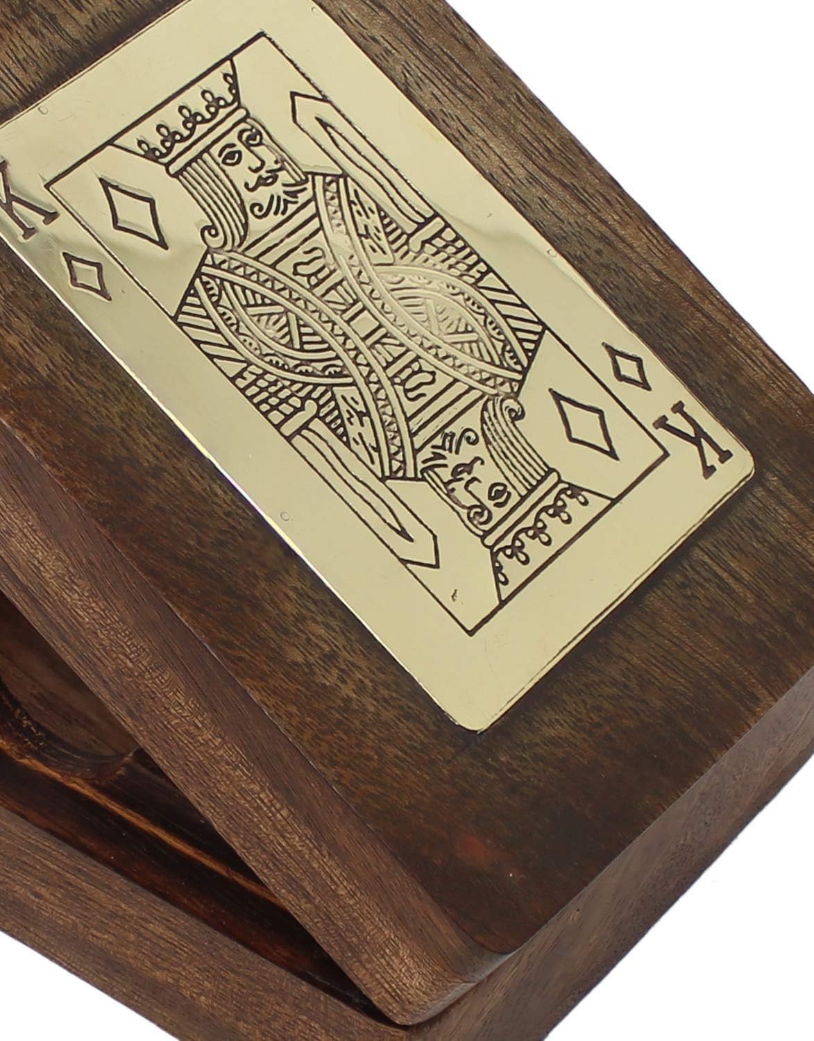 IBLAY Wooden Playing Card Holder Case (Brown) - Fits 1 Deck of Cards (4.2 x 3 x 1.5) - No Cards Included, 4.2 x 3 x 1.5 inches - Image 2