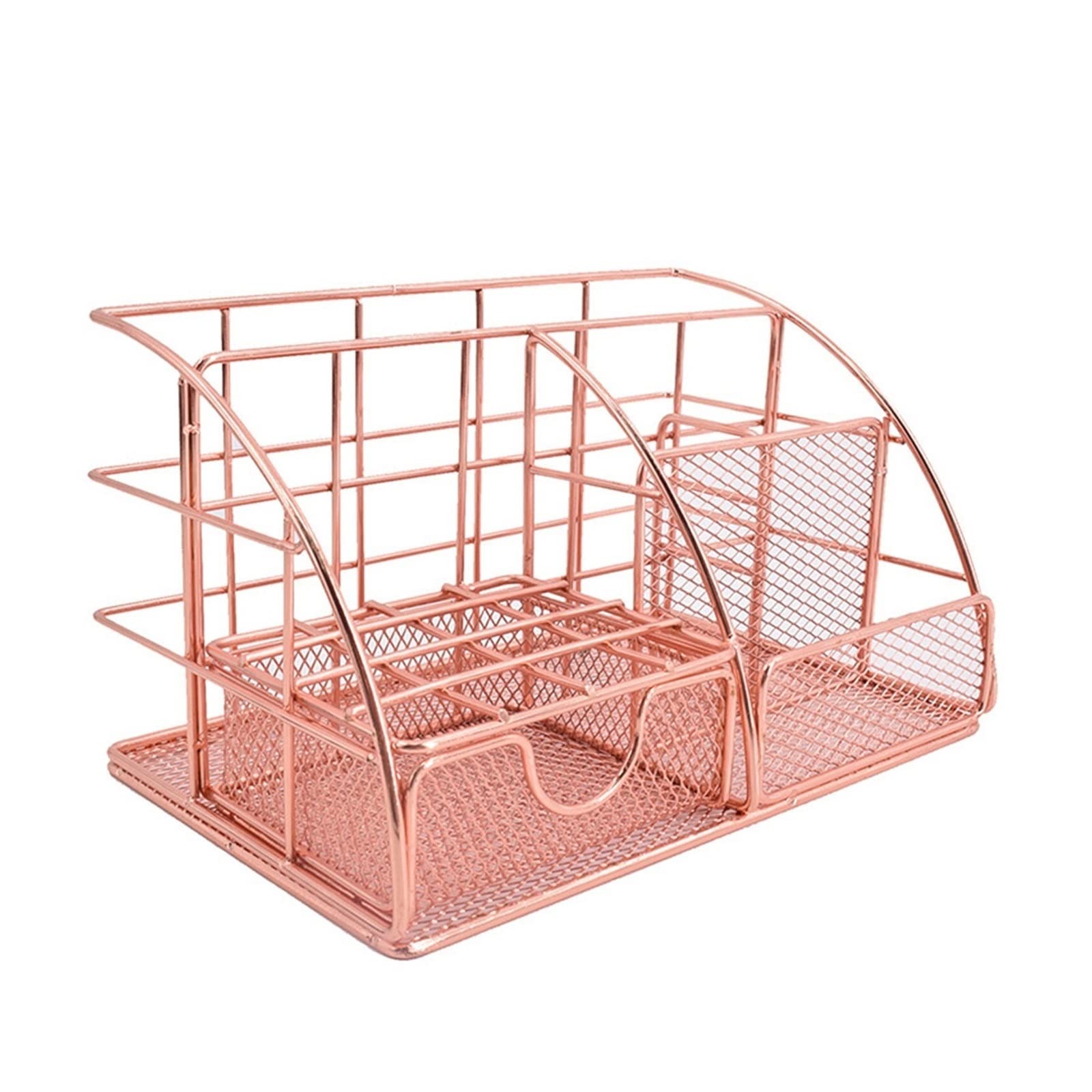 WaLdor Porta Penna Scatola portaoggetti da scrivania Accessori for Ufficio in Metallo a Rete Oro Rosa con cassetto for Organizer for Trucco da Ufficio a casa Coppa della Penna (Color : Pink)