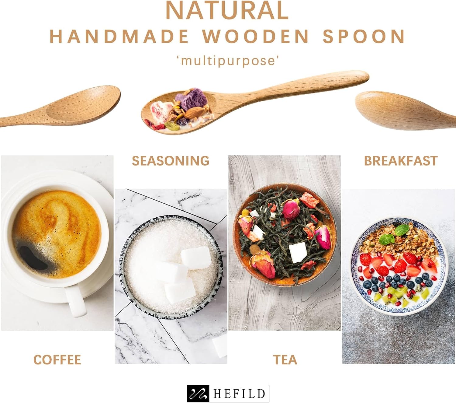 Small Wooden Spoons for Eating, 4-Piece Set, 5.8 Inch, Honey Spoons image 5