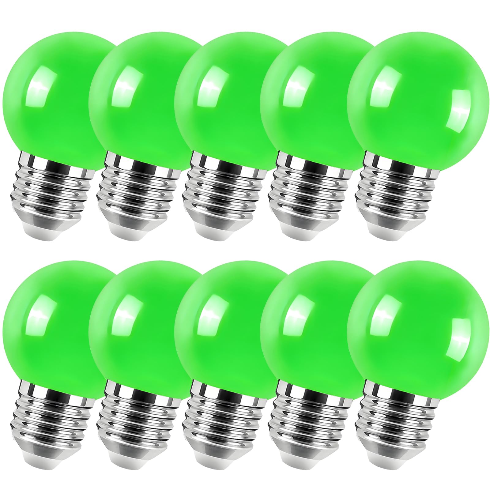 Jiotouhu 10 Pack Green LED Bulbs E27 2W Coloured Light Bulb, G45 GolfBall Bulb, Golf Light for Outdoor Indoor Decorative, Christmas and Halloween — image 1