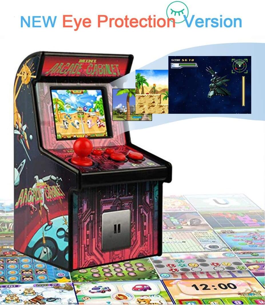 Mini Arcade Machine Home Handheld Video Game with 220 Built-in Games Real 16-bit HD Resolution Classic Portable Console Latest Upgraded System Valentines Day Gift for Him Boys Son (Red- 220 Games)