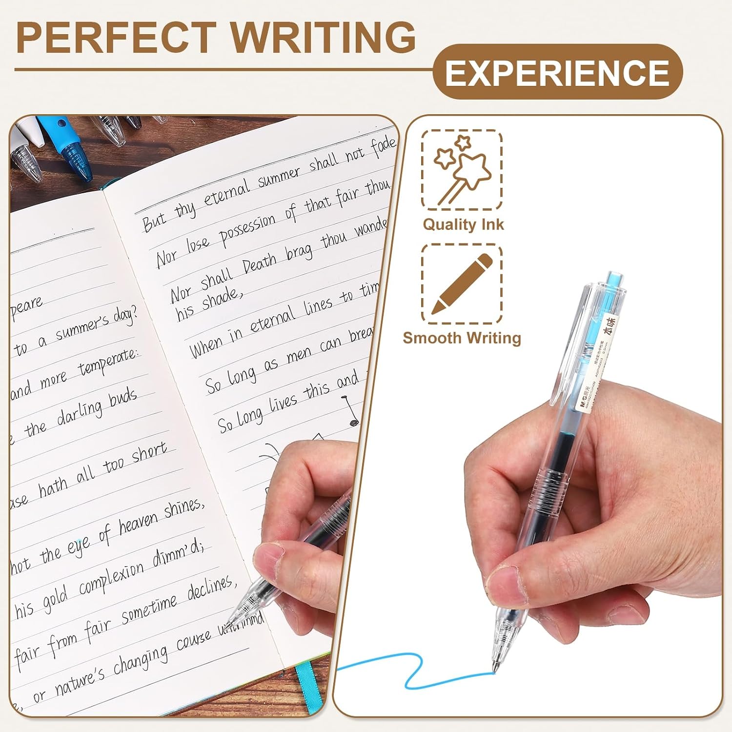 PATIKIL 0.5mm Gel Pens, 10Pack Retractable Pens Light Blue Gel Ink Medium Point Rollerball Pen Smooth Writing Quick Dry for Smooth Writing Journaling Note Taking Office Supplies AGPH5603B4